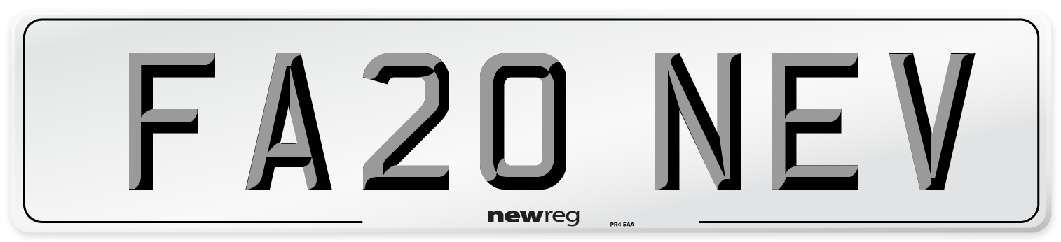 FA20 NEV Number Plate from New Reg